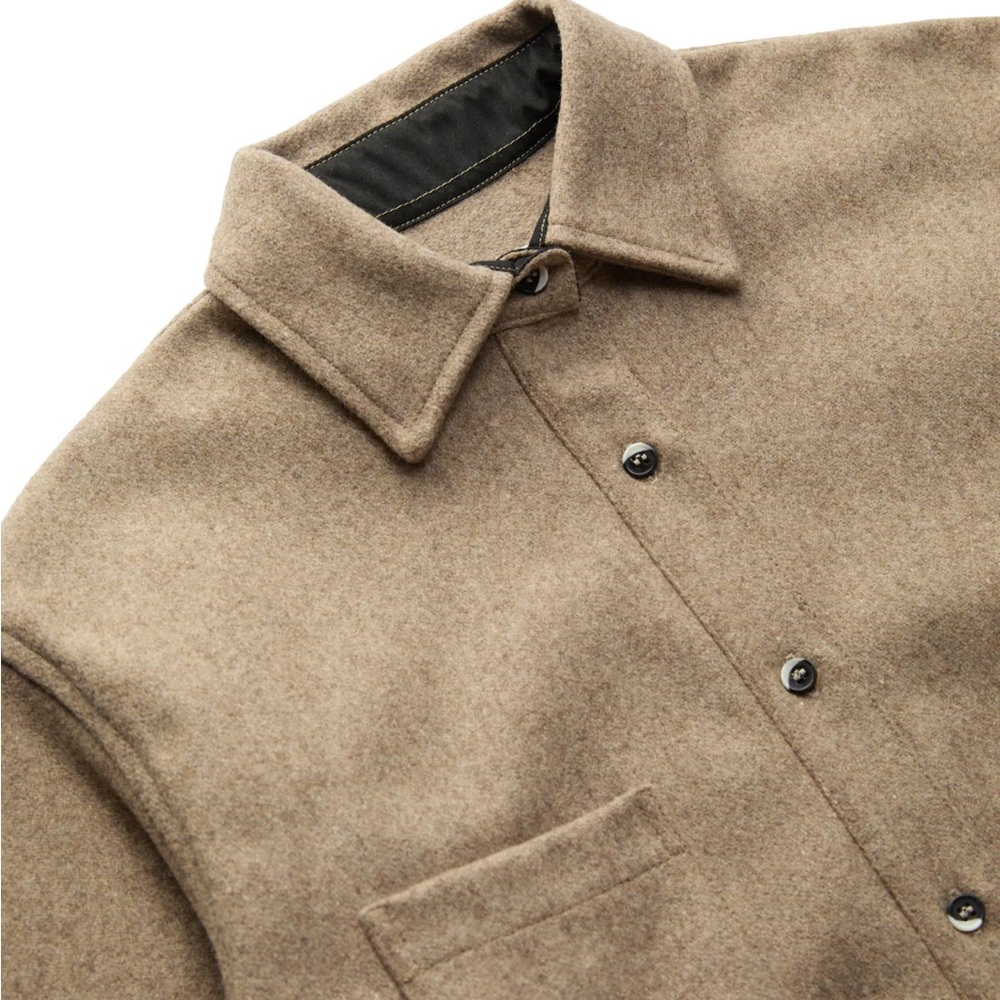 NWT Anian Tan Wool Button-Up Shirt - Picture 2 of 10